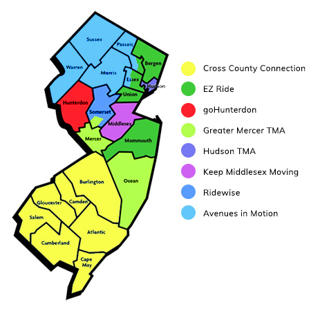 Map of 8 New Jersey TMAs